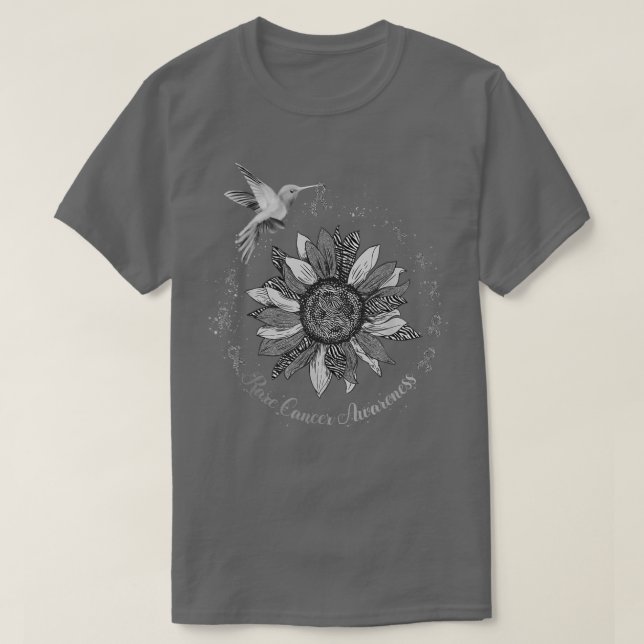 Sunflower Hummingbird Zebra Rare Cancer Warrior  T-Shirt (Design Front)