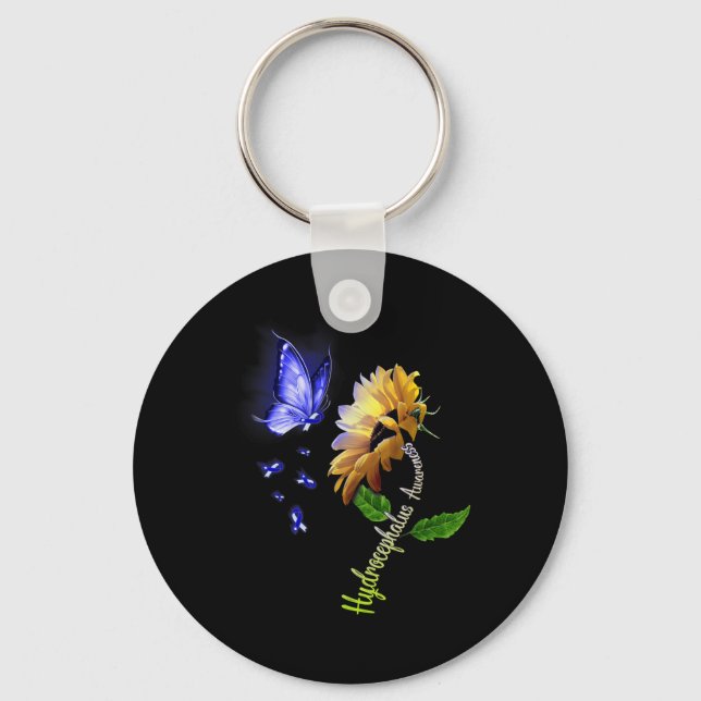 Sunflower Hydrocephalus Awareness 2  Keychain (Front)