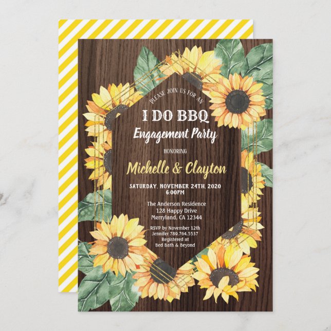 Sunflower I do BBQ Engagement Party Invitation (Front/Back)