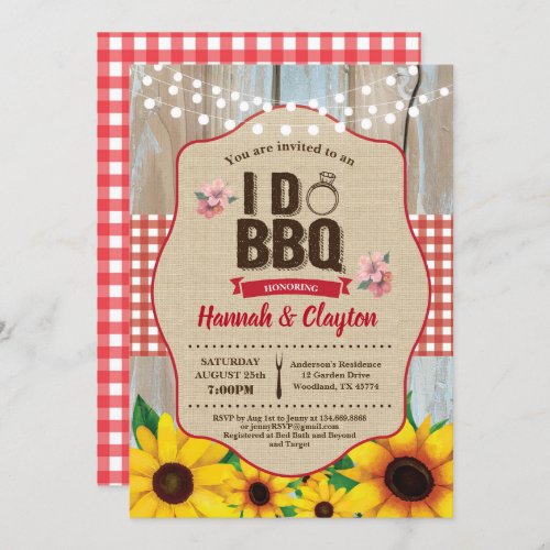 Sunflower I do BBQ invitation Engagement party Invitation