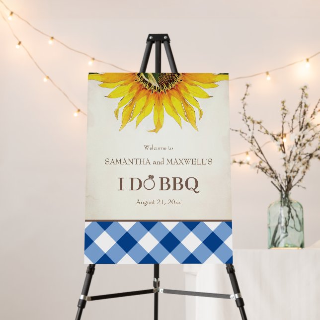 Sunflower I Do BBQ Wedding Welcome Signs (In Situ (Stand))