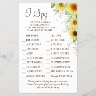 Sunflower I spy wedding reception game card Flyer