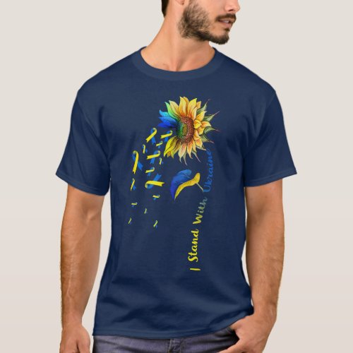 Sunflower I Stand With Ukraine Flag Power Support  T_Shirt