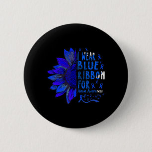 Sunflower I Wear Blue Ribbon for Ataxia Awareness Button