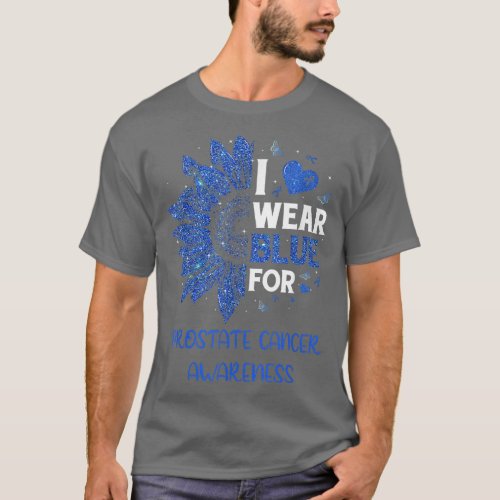 Sunflower I Wear Blue Ribbon Prostate Cancer Aware T_Shirt