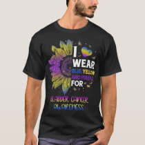 Sunflower I Wear Blue Yellow Purple Bladder Cancer T-Shirt