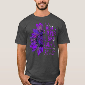 Sunflower I Wear Purple Ribbon for Alzheimer Aware T-Shirt