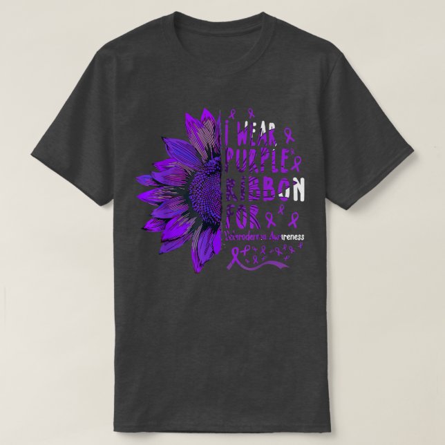 Sunflower I Wear Purple Ribbon for Scleroderma Awa T-Shirt (Design Front)