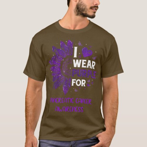 Sunflower I Wear Purple Ribbon Pancreatic Cancer A T_Shirt
