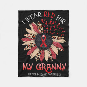 Sunflower I Wear Red Ribbon Granny Heart Disease A Fleece Blanket