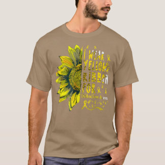 Sunflower I Wear Yellow Ribbon Childhood Cancer Aw T-Shirt