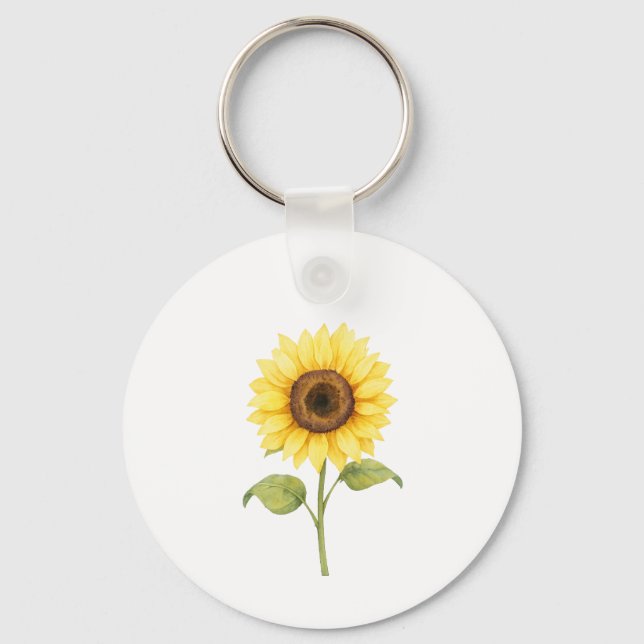 Sunflower Illustration — Bright Botanical Art Keychain (Front)