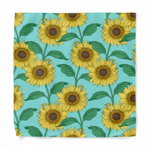 Sunflower Illustration Fashion Repeat Pattern Bandana