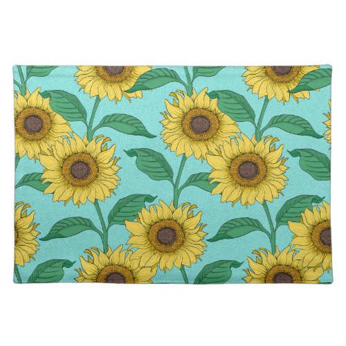 Sunflower Illustration Fashion Repeat Pattern Cloth Placemat