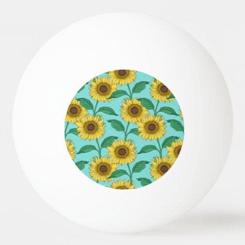 Sunflower Illustration Fashion Repeat Pattern Ping Pong Ball
