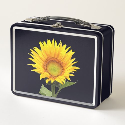 Sunflower Illustration Metal Lunch Box