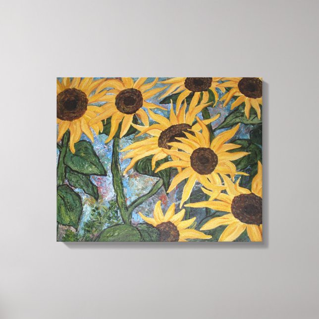 Sunflower impressions wrapped canvas print (Front)
