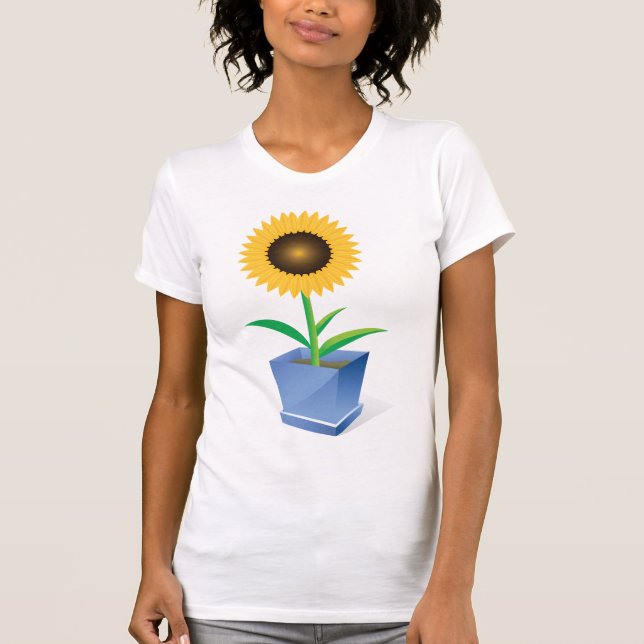 Sunflower In A Pot Womens T-Shirt (Front)