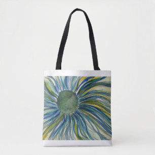 Sunflower in Blue Tote Bag