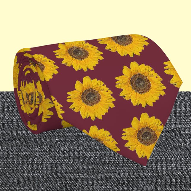 sunflower in burgundy no2 neck tie (Creator Uploaded)