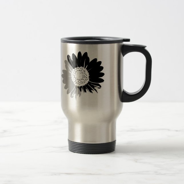 Sunflower in Grey Scale Travel Mug (Right)