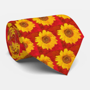 sunflower in grunge orange  neck tie