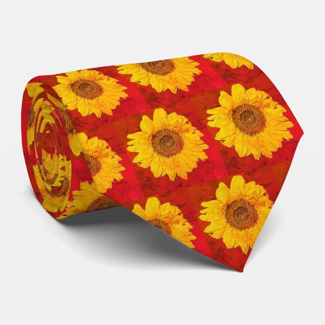 sunflower in grunge orange  neck tie (Rolled)