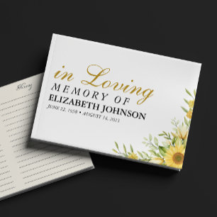 Sunflower In Loving Memory Funeral Memorial Guest Book