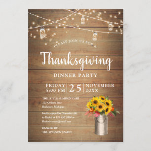 sunflower in milkbucket thanksgiving dinner invitation