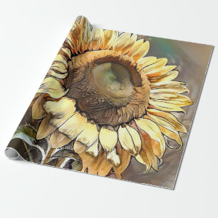 Sunflower In Morning Modern Art Collection Wrapping Paper