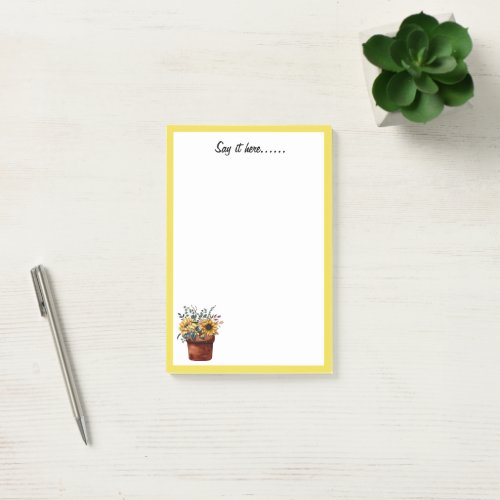 Sunflower In Pot Office Notepad 