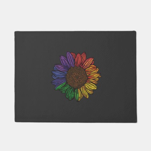 Sunflower in pride colors design doormat
