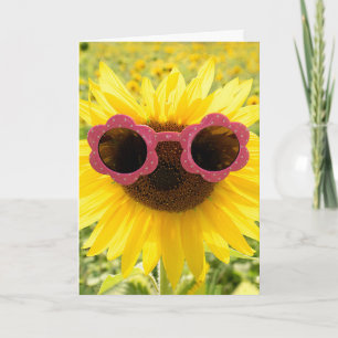 Sunflower In Sunglasses Birthday Card