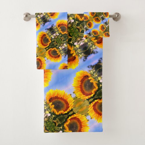 Sunflower In Sunshine Abstract Art Pattern     Bath Towel Set