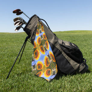 Sunflower In Sunshine Abstract Art Pattern Golf Towel