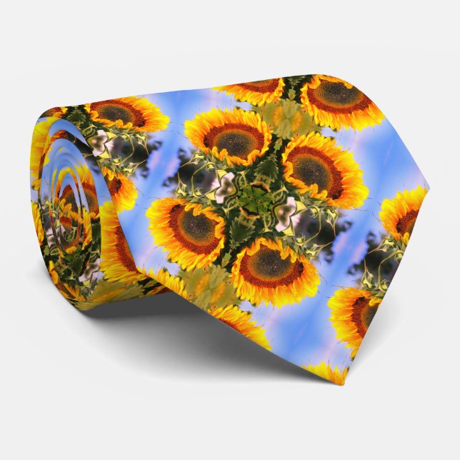 Sunflower In Sunshine Abstract Art Pattern      Neck Tie (Rolled)