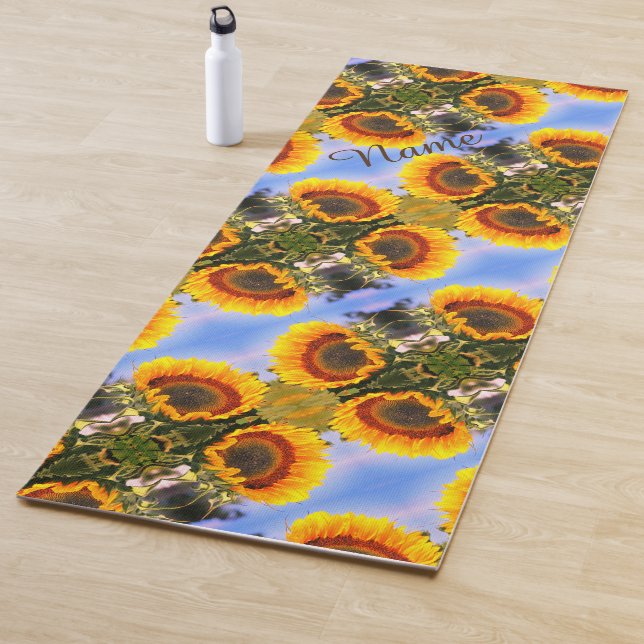 Sunflower In Sunshine Abstract Art Personalized Yoga Mat (In Situ)