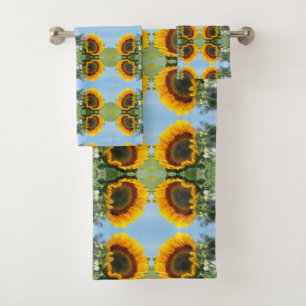 Sunflower In Sunshine Abstract Flower Art Bath Towel Set