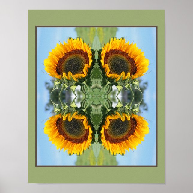Sunflower In Sunshine Abstract Flower Art  Poster (Front)