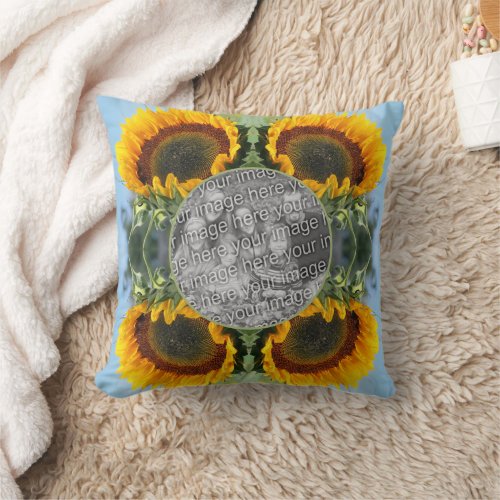 Sunflower In Sunshine Create Your Own Photo Throw Pillow