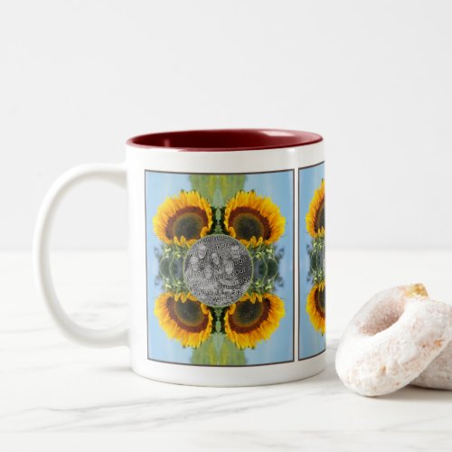 Sunflower In Sunshine Create Your Own Photo Two_Tone Coffee Mug