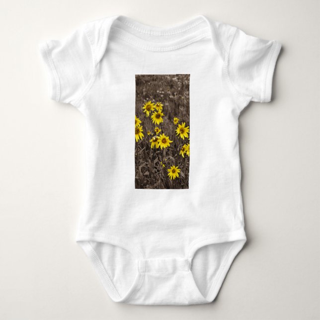 Sunflower in the Rocky Mountain Baby Bodysuit (Front)