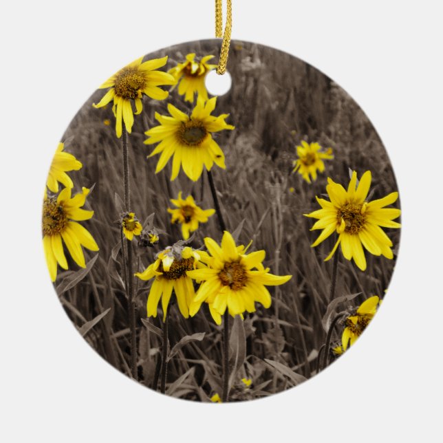 Sunflower in the Rocky Mountain Ceramic Ornament (Front)