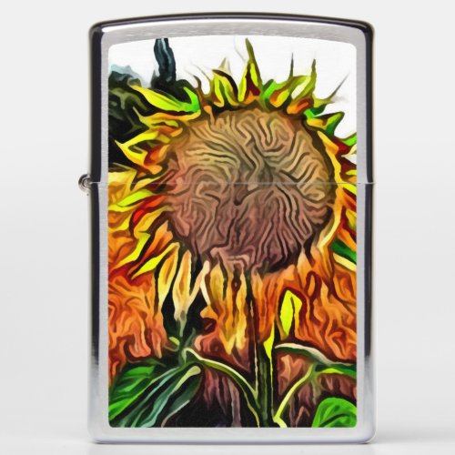 Sunflower in wheat field zippo lighter