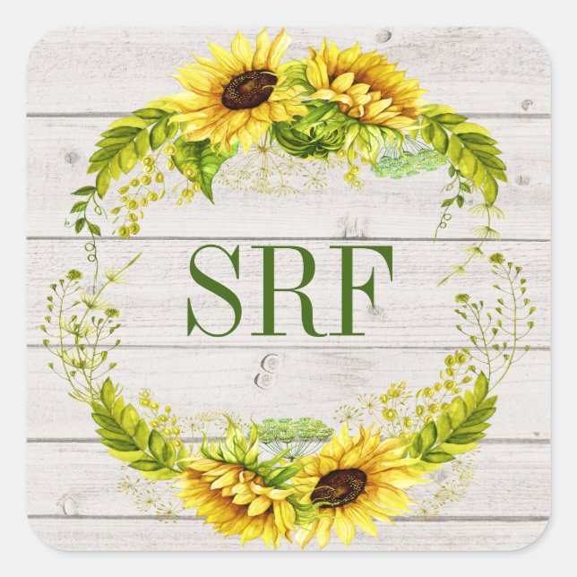Sunflower Initials Sticker (Front)