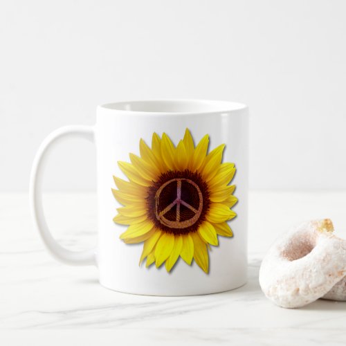 Sunflower Inner Peace Symbol Sign Anti_War Love  Coffee Mug