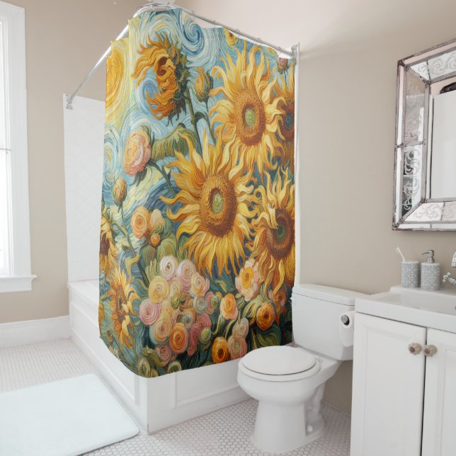 Sunflower Inspirations Shower Curtain (In Situ)