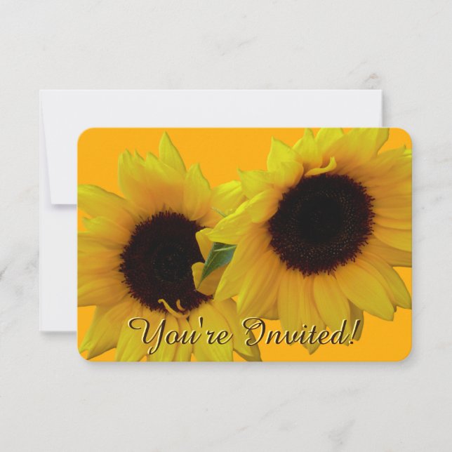 Sunflower Invitation Personalize Flower RSVP Card (Front)