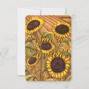 Sunflower Invitation Personalize Flower RSVP Card