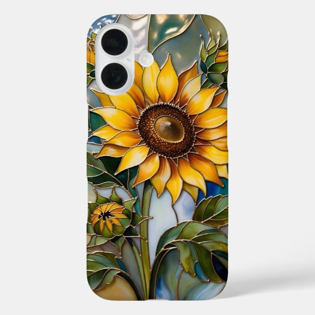 Sunflower iPhone Case Stained Glass Yellow Floral (Back)